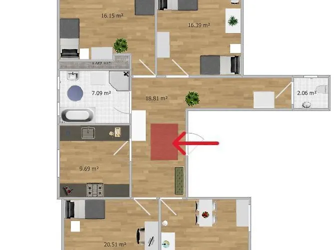 公寓 Boading Haus Monteurwohnung 海德